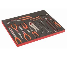 Alicates y llaves hexagonales tipo T en bandeja de foam 3/3 Fit&Go con marcado láser (15 piezas) | FF1A223LM